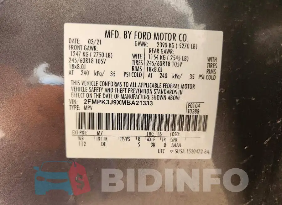 2FMPK3J9XMBA21333 Photo# 13