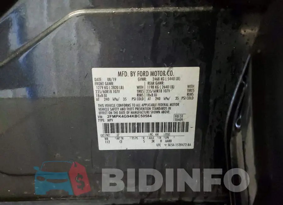 2FMPK4G94KBC50584 Photo# 14