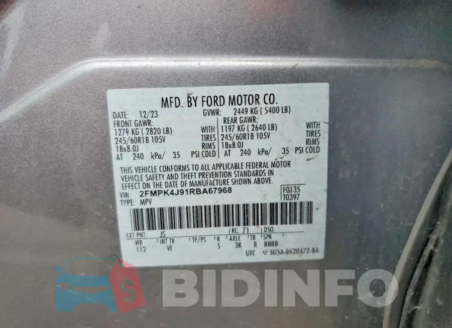 2FMPK4J91RBA67968 Photo# 13
