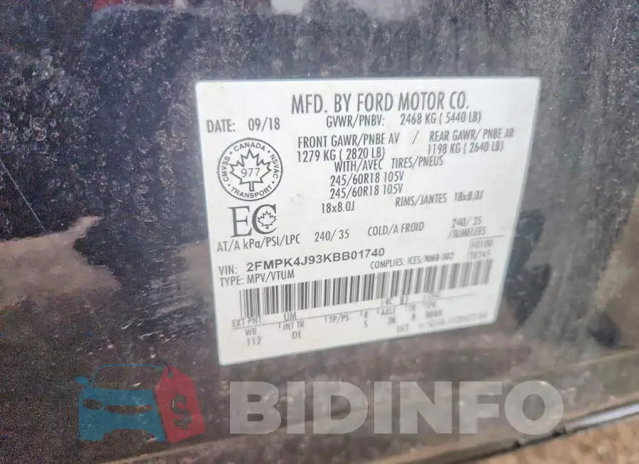 2FMPK4J93KBB01740 Photo# 13
