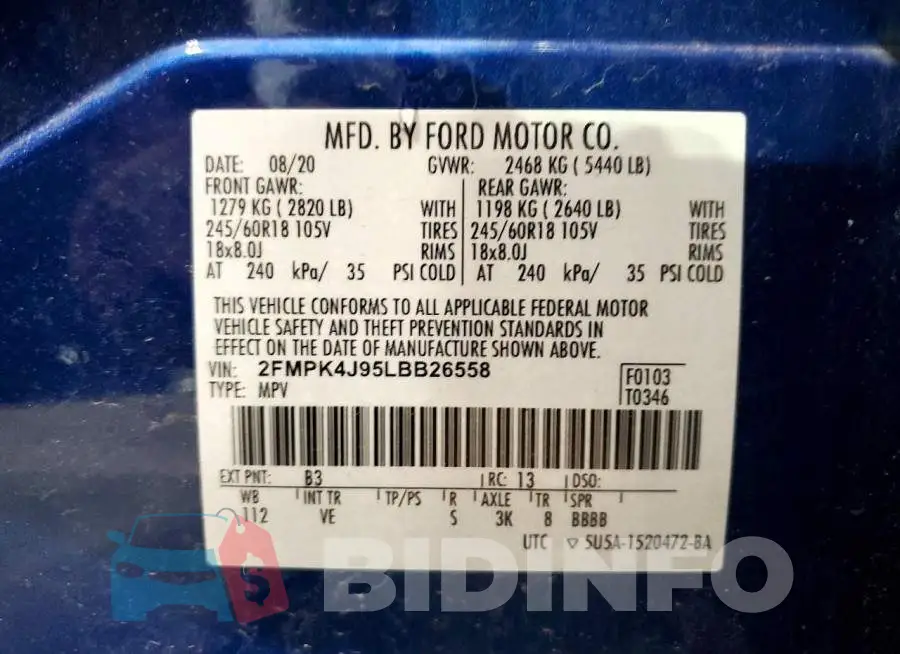 2FMPK4J95LBB26558 Photo# 12