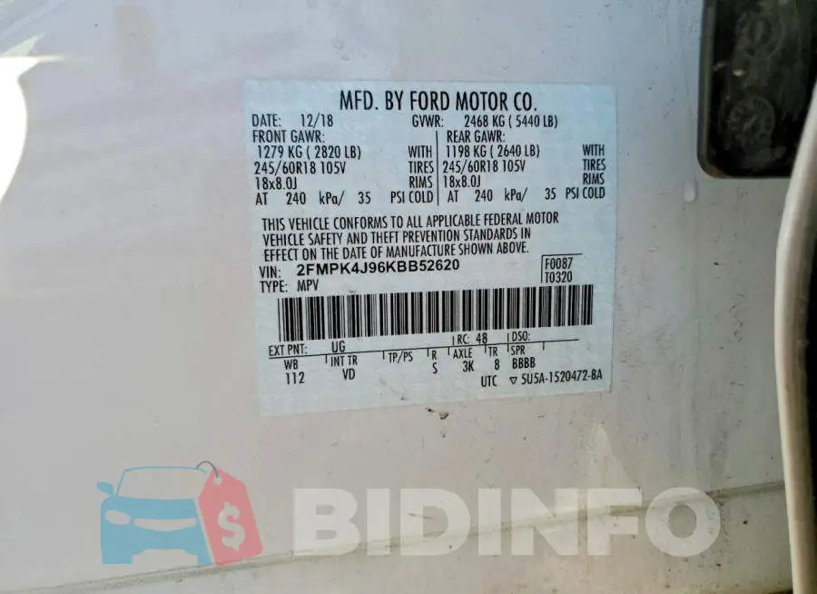 2FMPK4J96KBB52620 Photo# 13