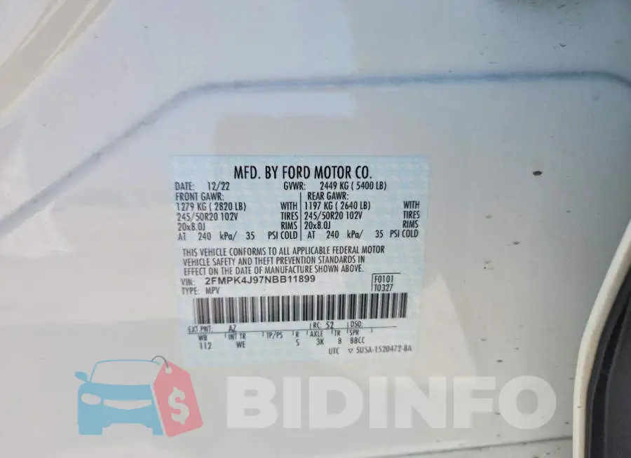 2FMPK4J97NBB11899 Photo# 13