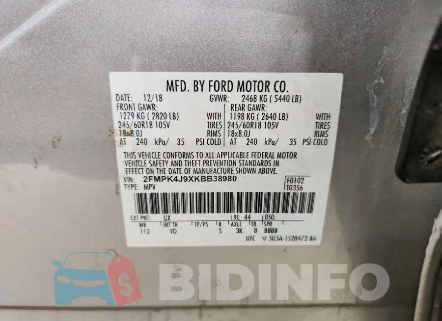 2FMPK4J9XKBB38980 Photo# 13