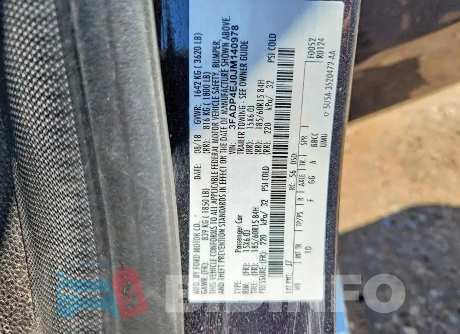 3FADP4EJ0JM140978 Photo# 12