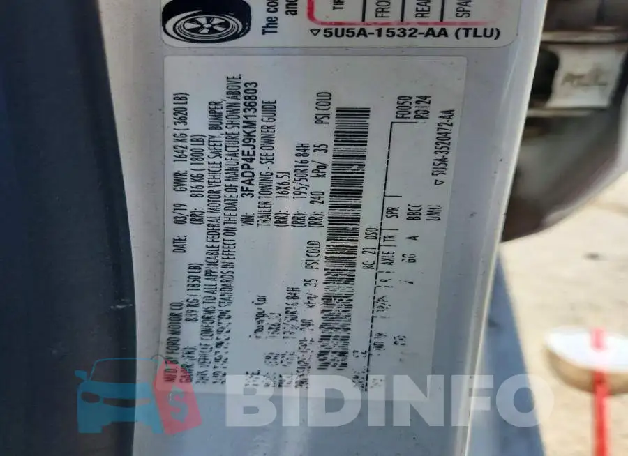 3FADP4EJ9KM136803 Photo# 12