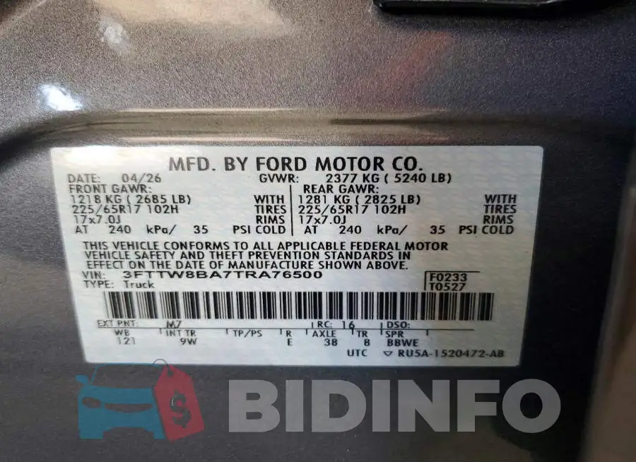 3FTTW8BA7TRA76500 Photo# 13