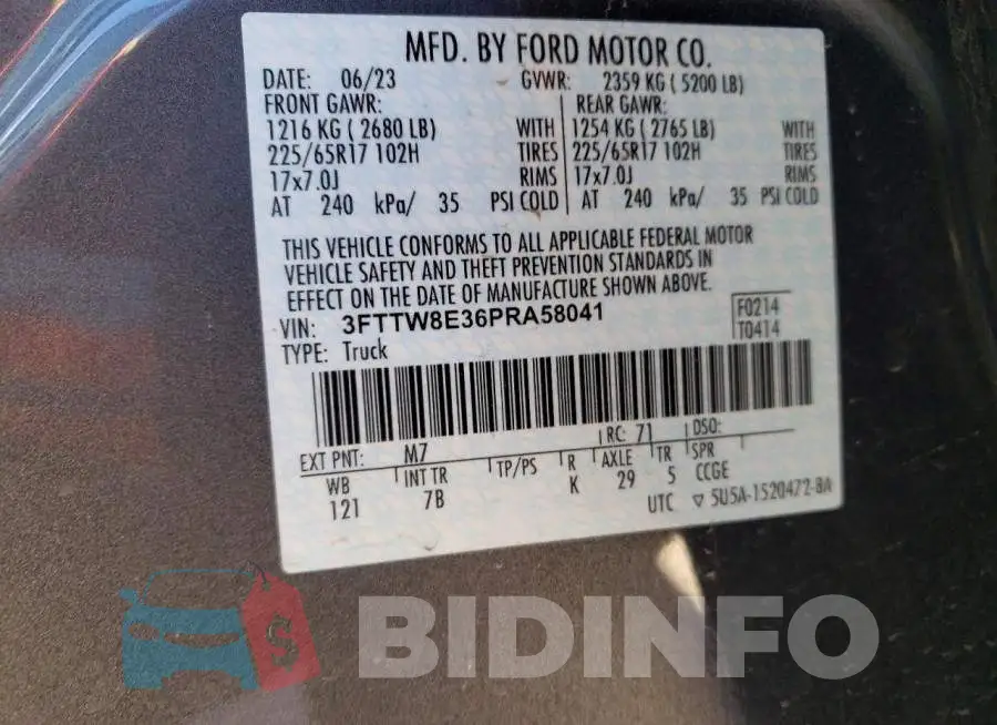 3FTTW8E36PRA58041 Photo# 12