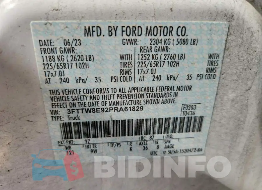 3FTTW8E92PRA61829 Photo# 12