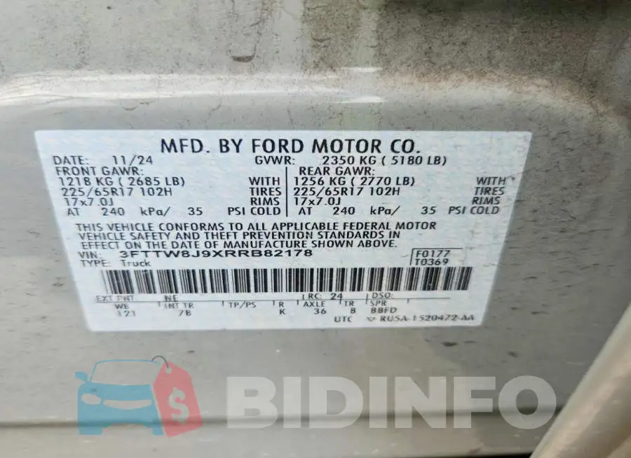 3FTTW8J9XRRB82178 Photo# 12