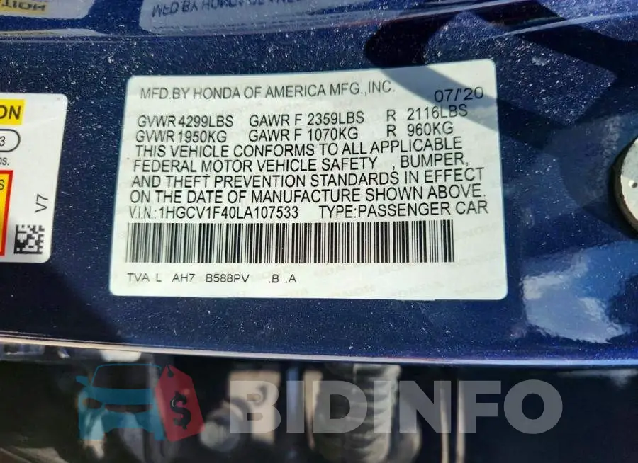 1HGCV1F40LA107533 Photo# 12