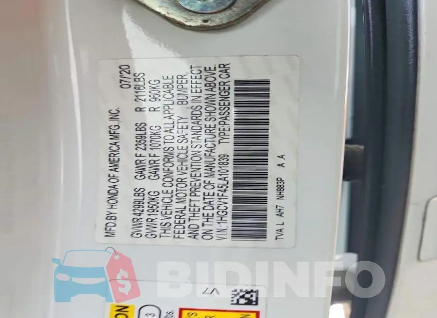 1HGCV1F45LA101839 Photo# 12