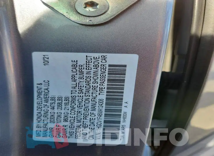 1HGCV1F46MA124306 Photo# 12