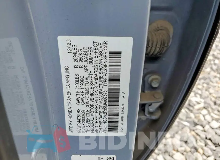 1HGCV2F95MA007575 Photo# 12