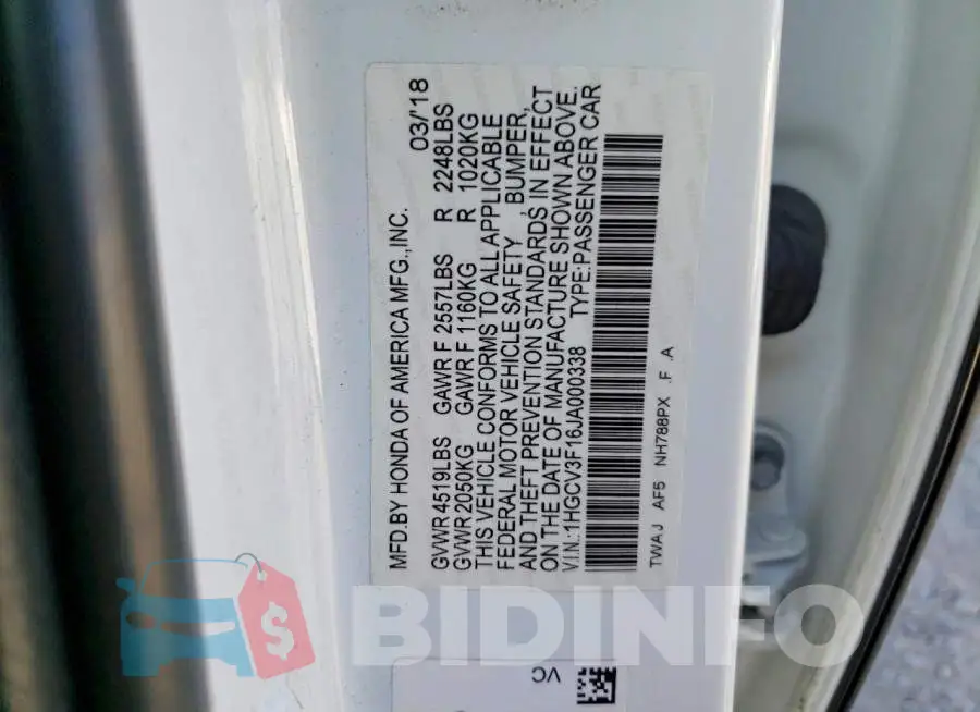 1HGCV3F16JA000338 Photo# 12