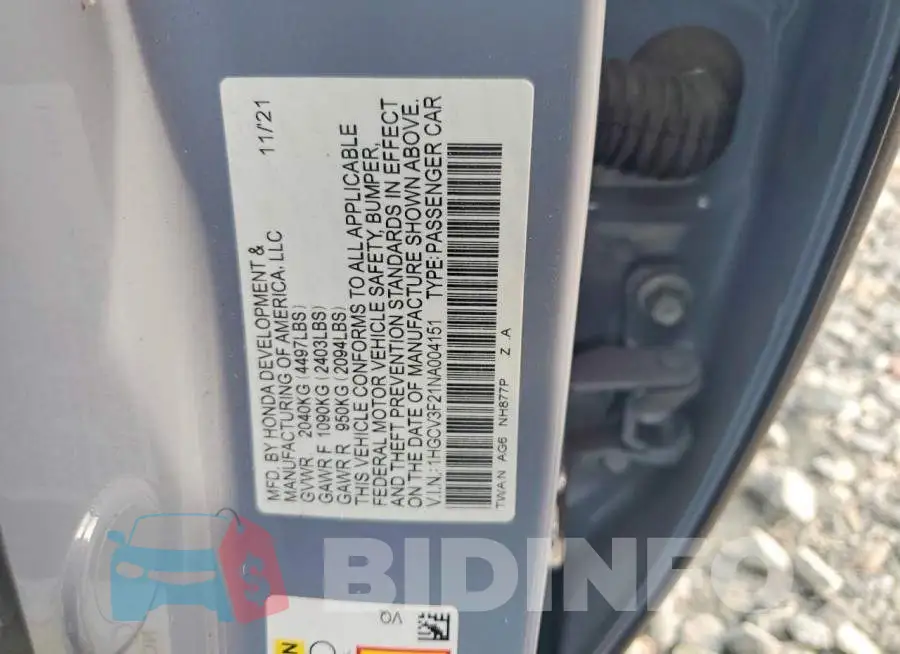 1HGCV3F21NA004151 Photo# 12