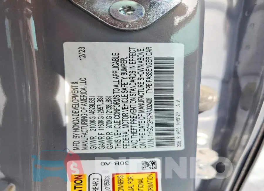 1HGCY2F62RA032406 Photo# 12