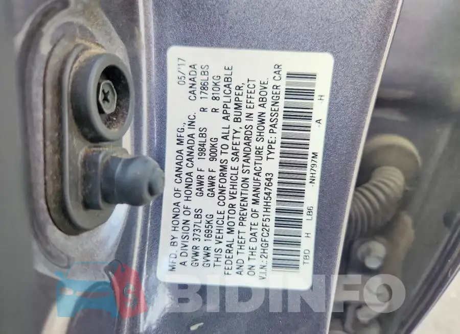2HGFC2F51HH547643 Photo# 12