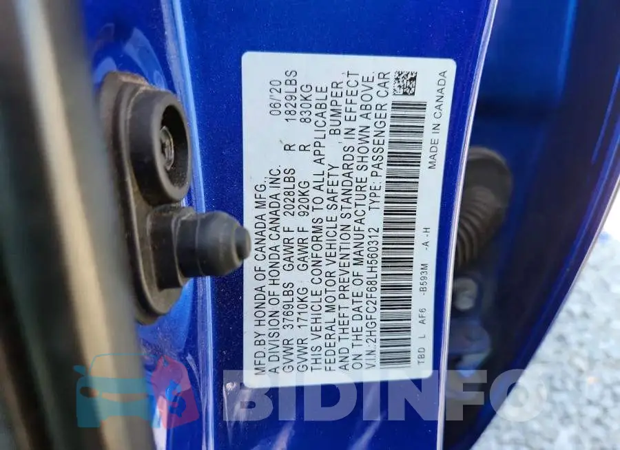 2HGFC2F68LH560312 Photo# 12
