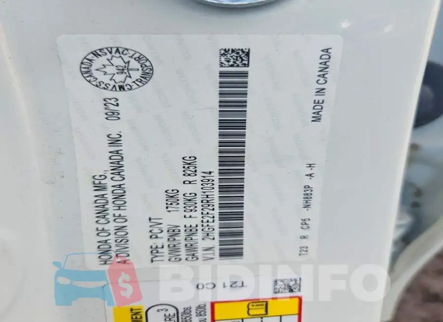 2HGFE2F29RH103914 Photo# 12