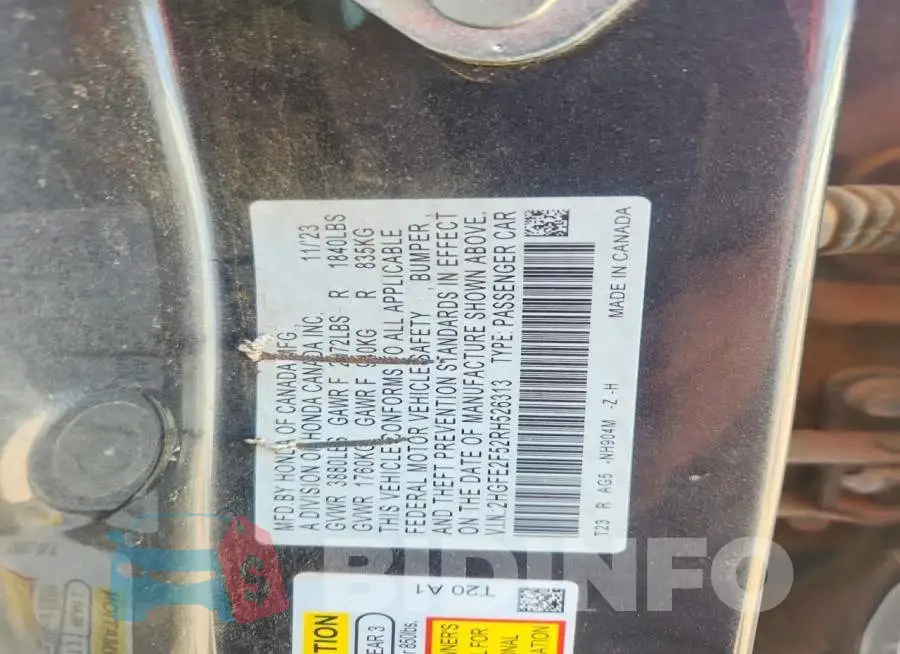 2HGFE2F52RH526313 Photo# 12