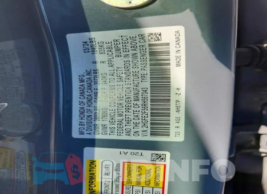 2HGFE2F56RH567043 Photo# 12