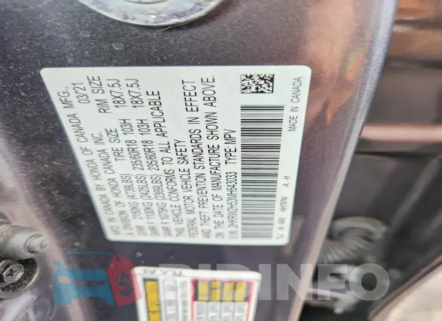 2HKRW2H53MH643033 Photo# 13