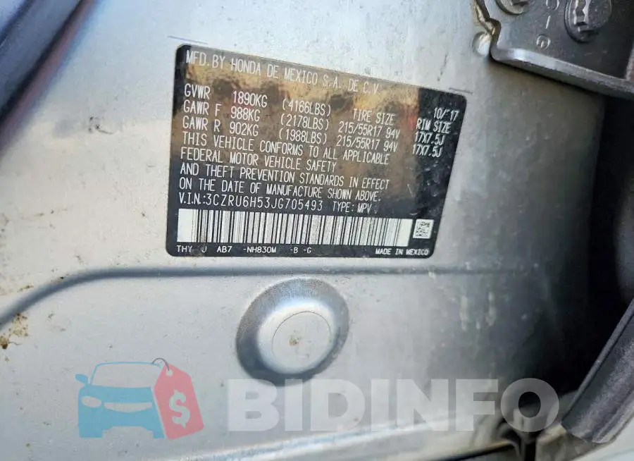 3CZRU6H53JG705493 Photo# 13