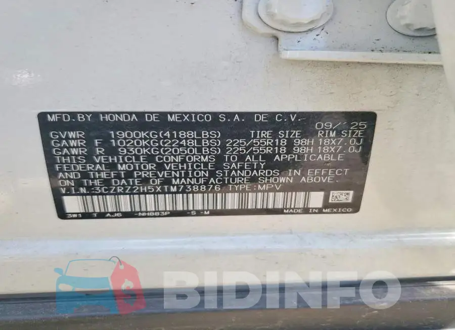 3CZRZ2H5XTM738876 Photo# 13