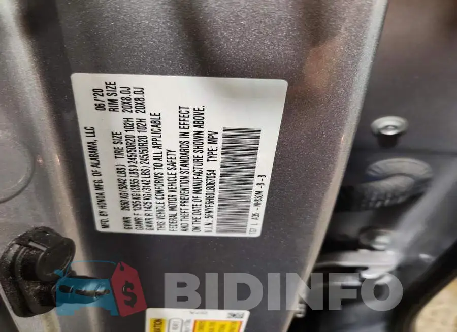 5FNYF6H60LB067054 Photo# 13