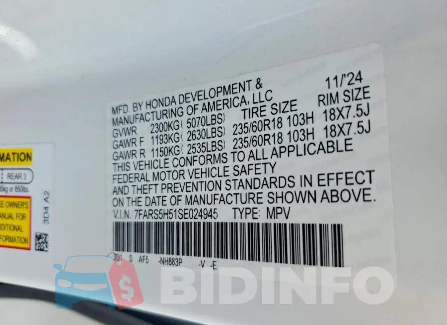 7FARS5H51SE024945 Photo# 13