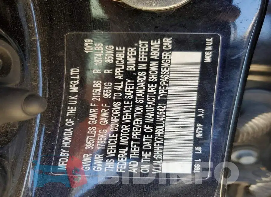 SHHFK7H60LU406421 Photo# 12