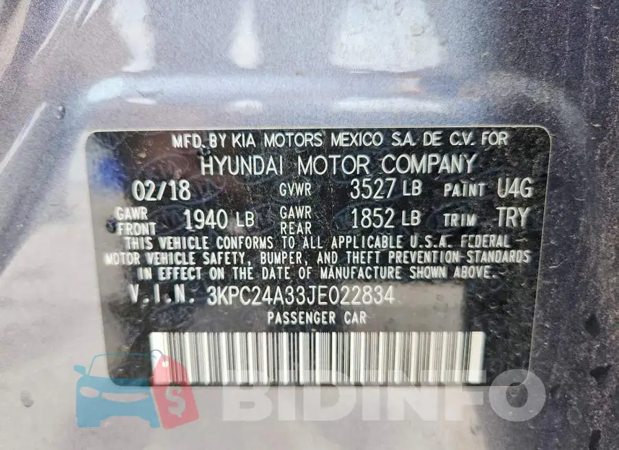 3KPC24A33JE022834 Photo# 13