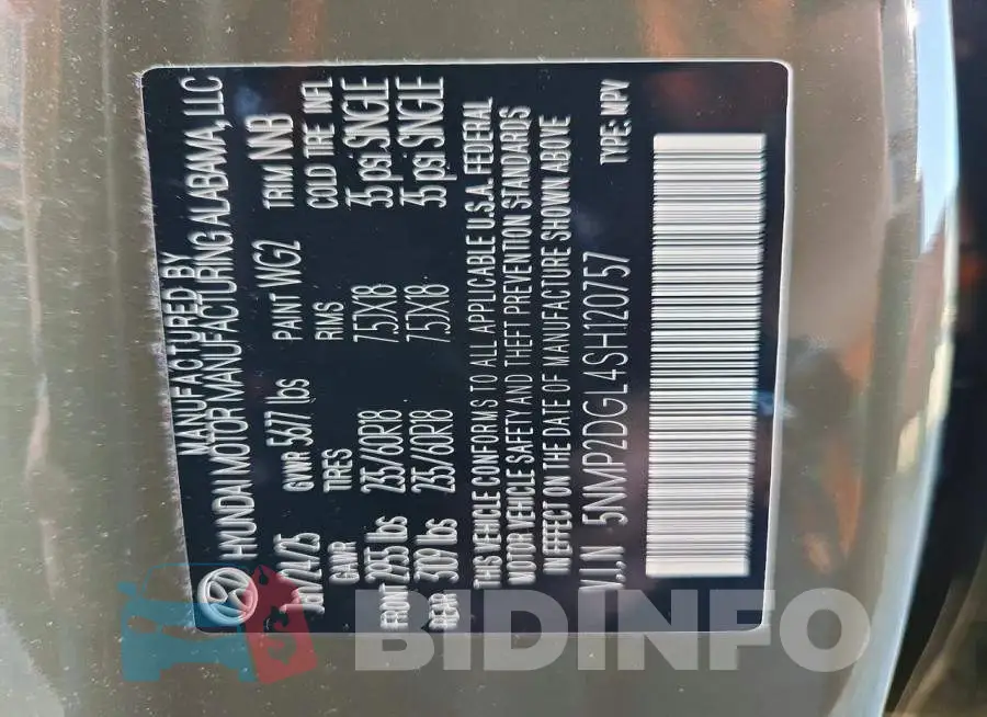 5NMP2DGL4SH120757 Photo# 12