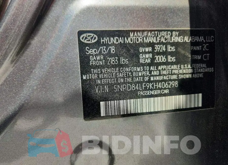 5NPD84LF9KH406298 Photo# 13