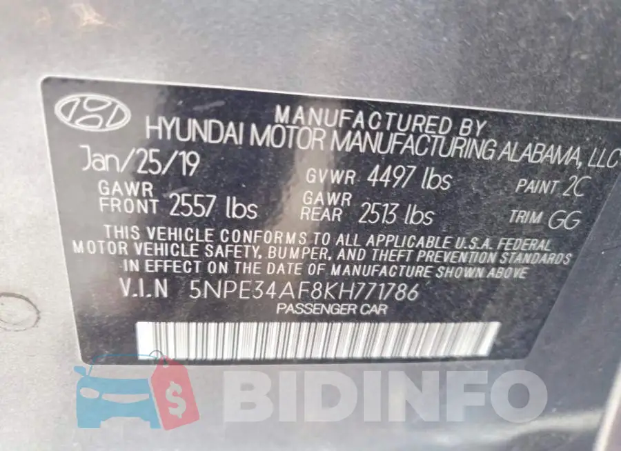 5NPE34AF8KH771786 Photo# 11