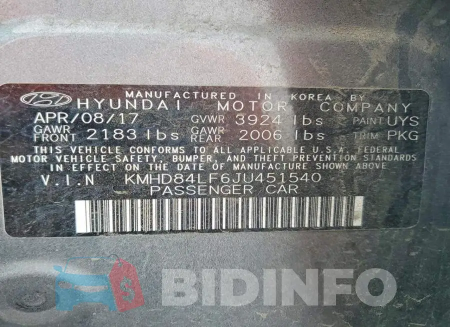 KMHD84LF6JU451540 Photo# 12