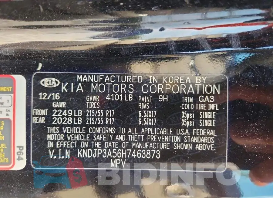 KNDJP3A56H7463873 Photo# 12
