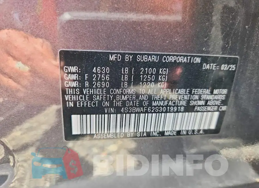 4S3BWAF62S3019918 Photo# 12