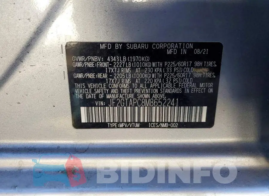 JF2GTAPC8M8652241 Photo# 12