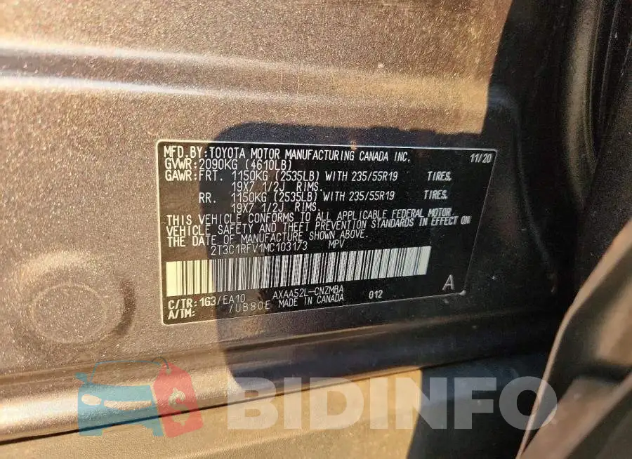 2T3C1RFV1MC103173 Photo# 13