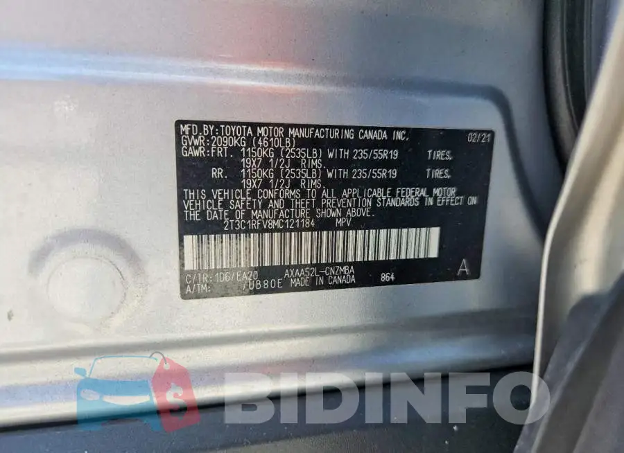 2T3C1RFV8MC121184 Photo# 13