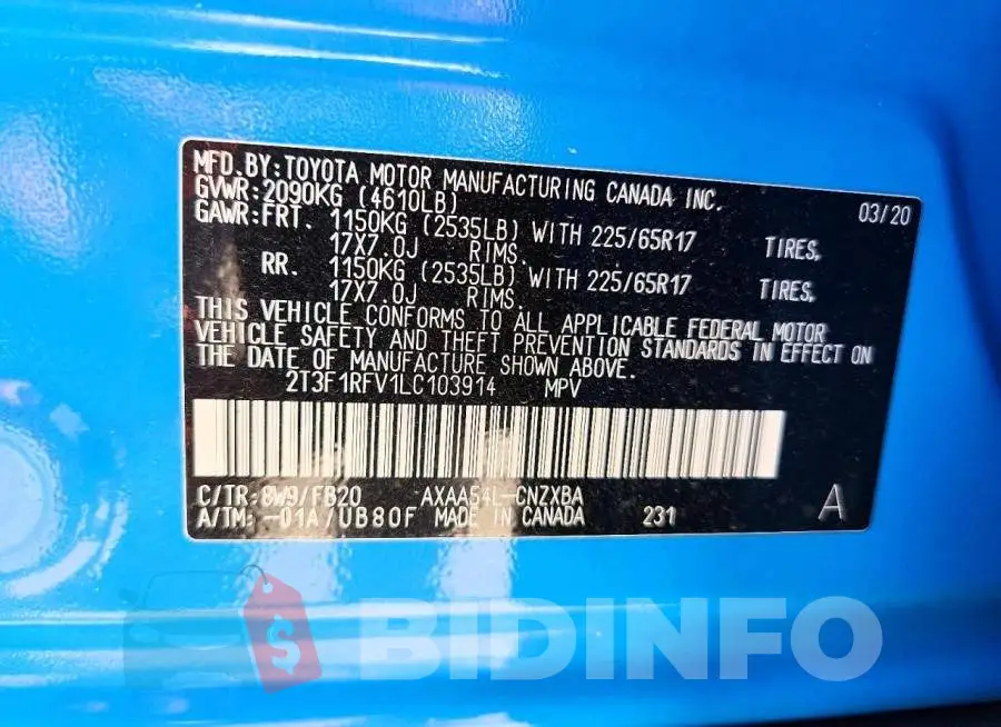 2T3F1RFV1LC103914 Photo# 13