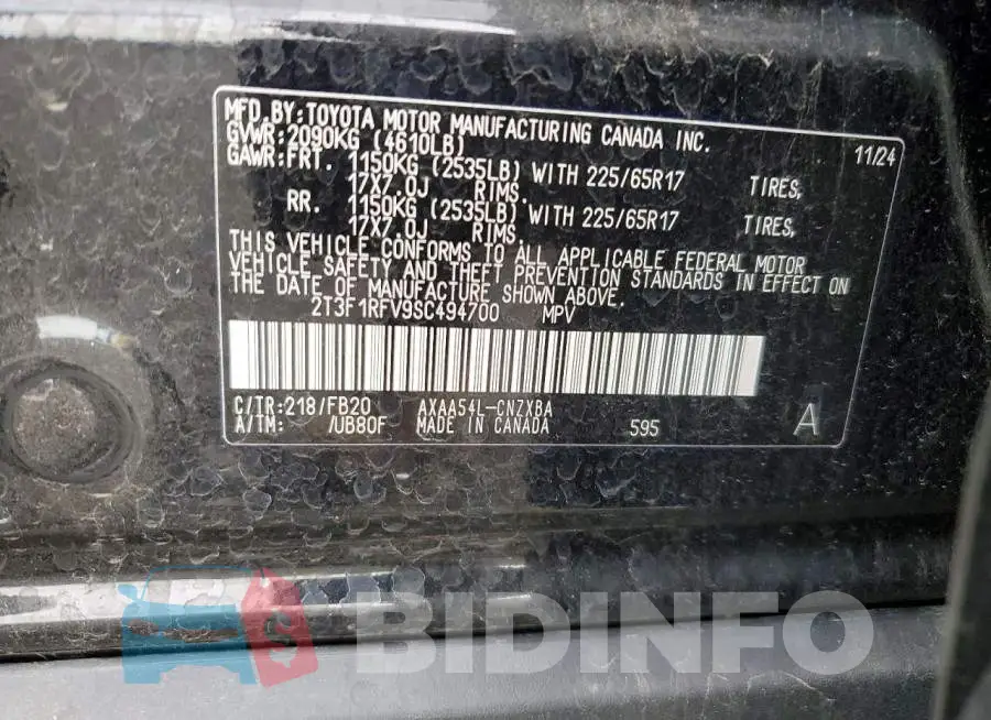 2T3F1RFV9SC494700 Photo# 13