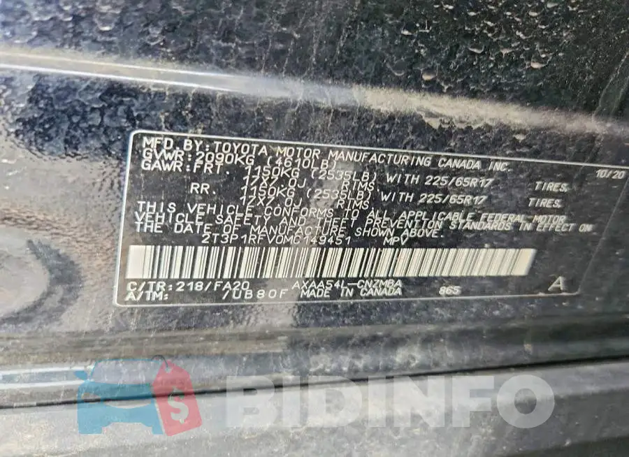 2T3P1RFV0MC149451 Photo# 14
