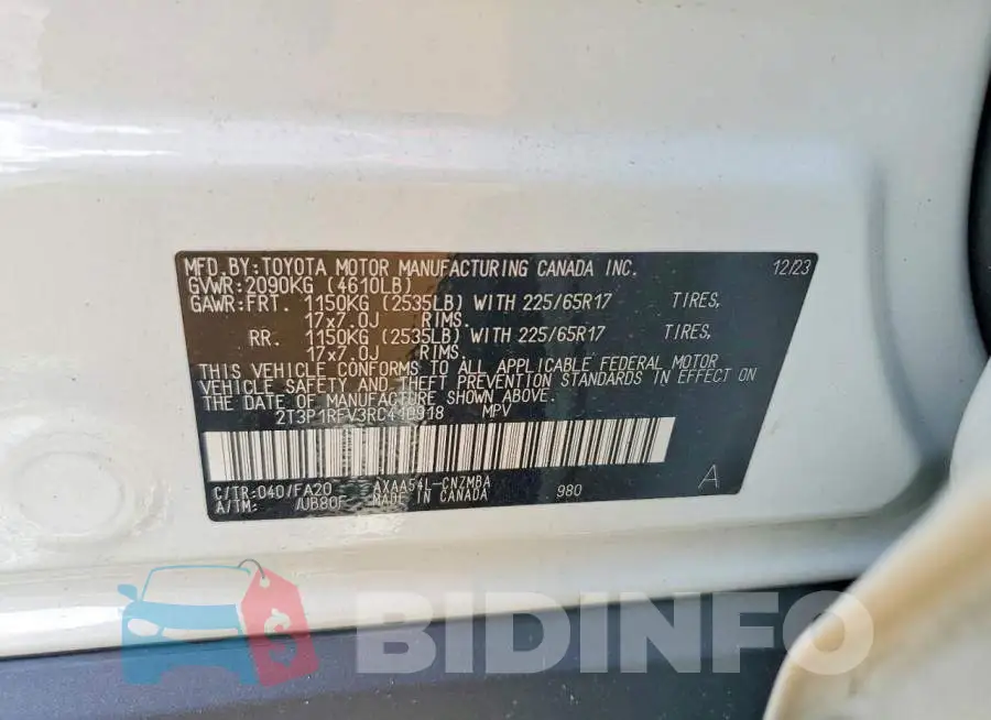 2T3P1RFV3RC410918 Photo# 13