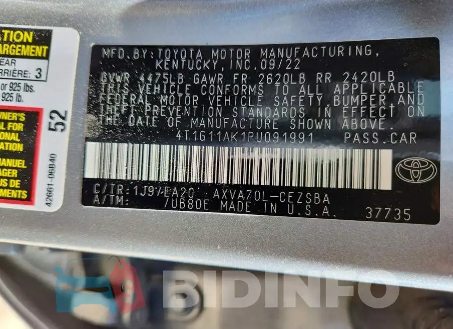 4T1G11AK1PU091991 Photo# 12