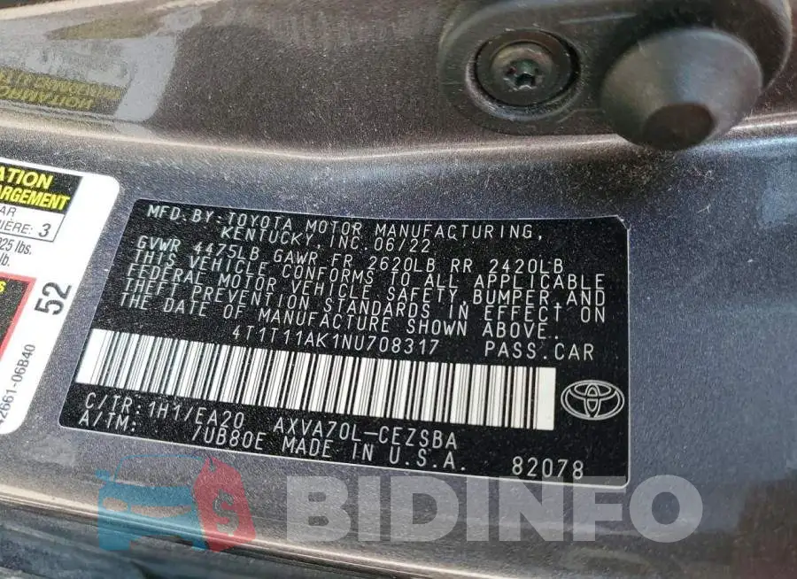 4T1T11AK1NU708317 Photo# 13