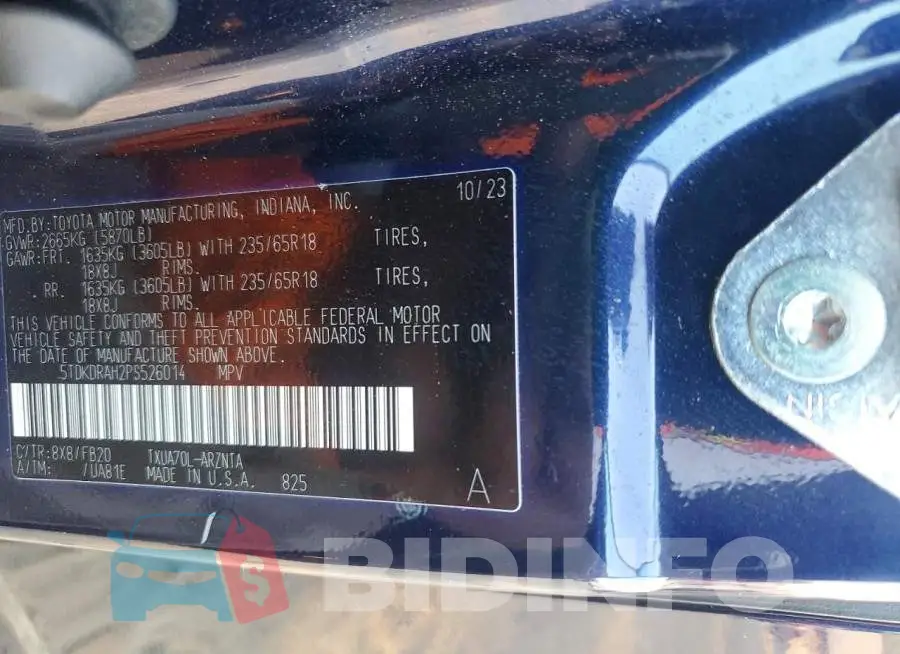 5TDKDRAH2PS526014 Photo# 12
