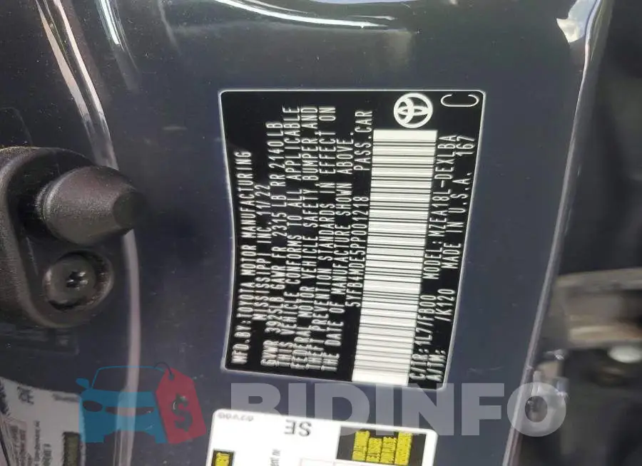 5YFB4MDE5PP001218 Photo# 12